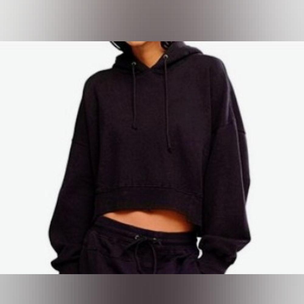 FP Movement by Free People Black Cropped Hoodie
